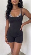 wrapd u-neck yoga romper (black)