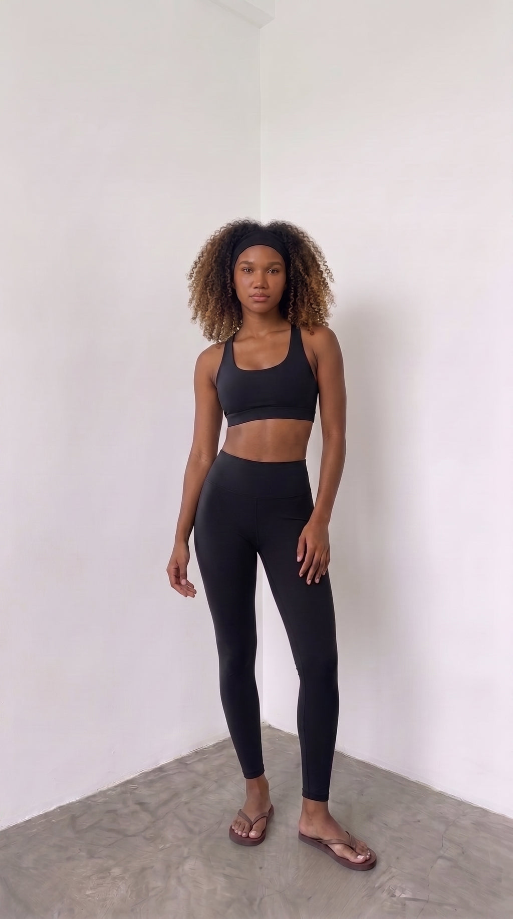 wrapd high-rise leggings in onyx, front view on model