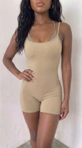 wrapd u-neck yoga romper (chai)