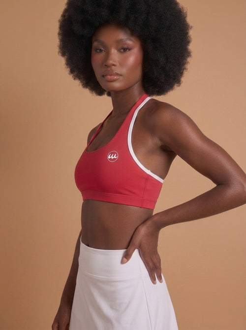 wrapd halter sports bra, close-up detail