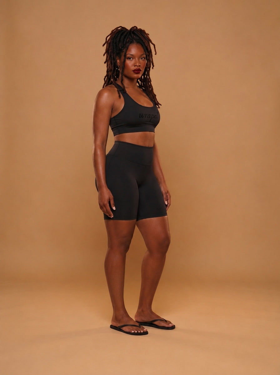 wrapd cropped sports bra (black)